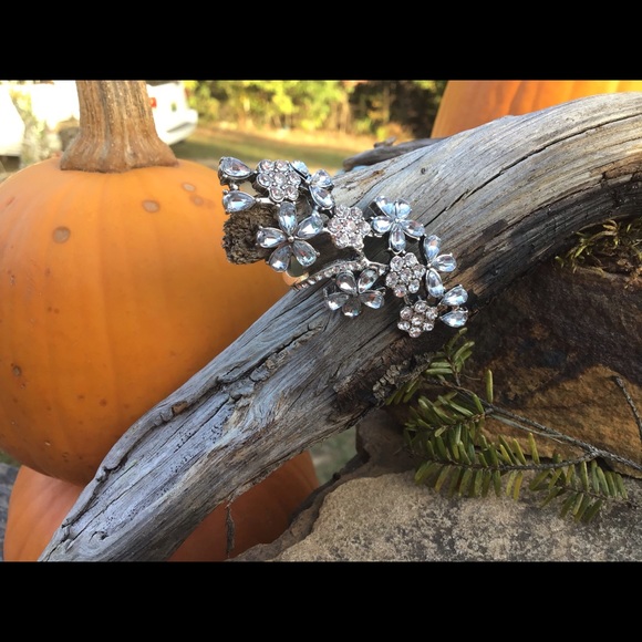 Sz 5.5 stunning flower crystal long ring boho new - Picture 3 of 11